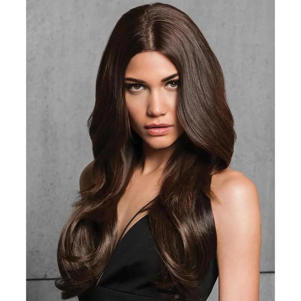 22" Straight Fineline Extensions Color R4 MIDNIGHT BROWN - Hairdo Hairpieces 4 Piece Kit Clip In Tru2Life Heat Friendly Synthetic Fine Hair Flat Iron Curl Blow Dry