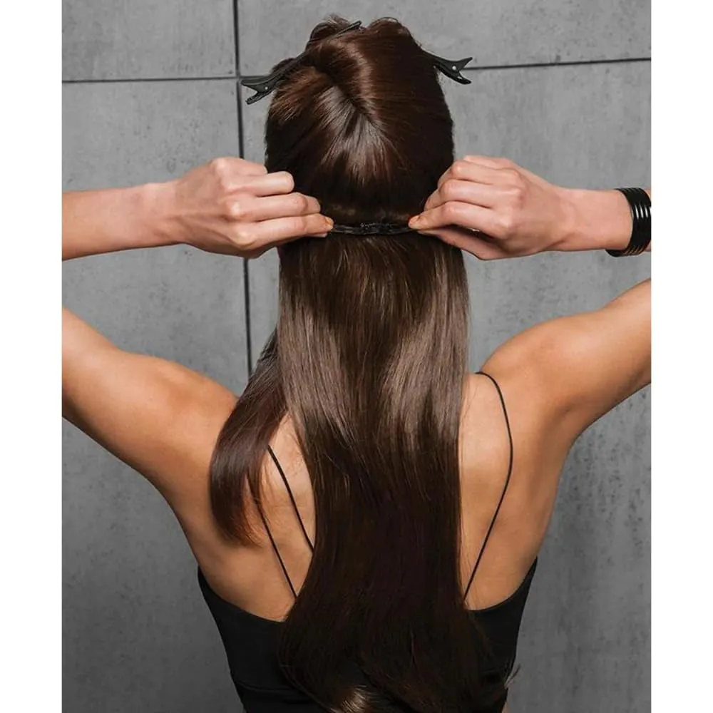 22" Straight Fineline Extensions Color R4 MIDNIGHT BROWN - Hairdo Hairpieces 4 Piece Kit Clip In Tru2Life Heat Friendly Synthetic Fine Hair Flat Iron Curl Blow Dry