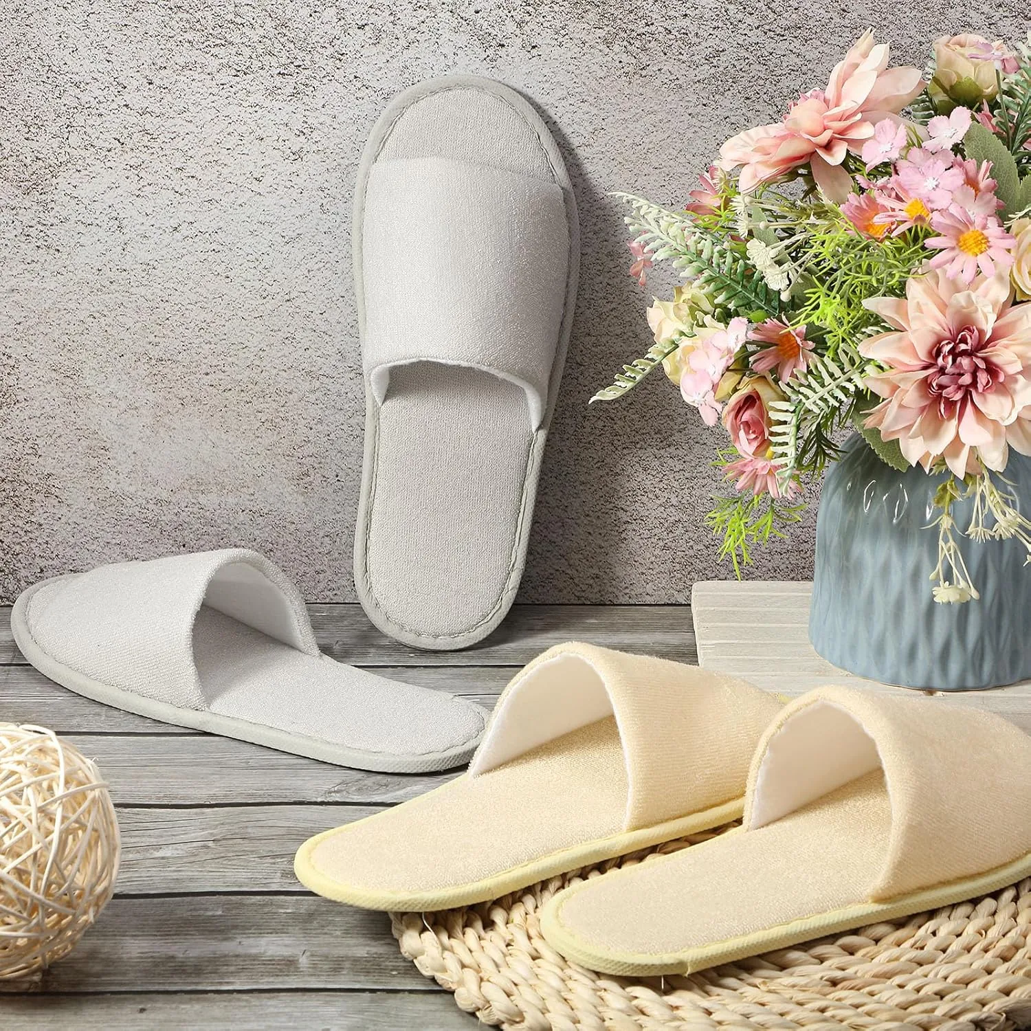 24 Pairs Spa Disposable Slippers Open Toe Non Slip Slippers for Women Men Guests Hotels Home Party Housewarming