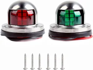 2Pcs 12V Boat Yacht Light LED Bow Navigation Lights Sailing Lamp Deck Mount Red Green Side Port Starboard Lights Sailing Signal Light Stainless Steel 316