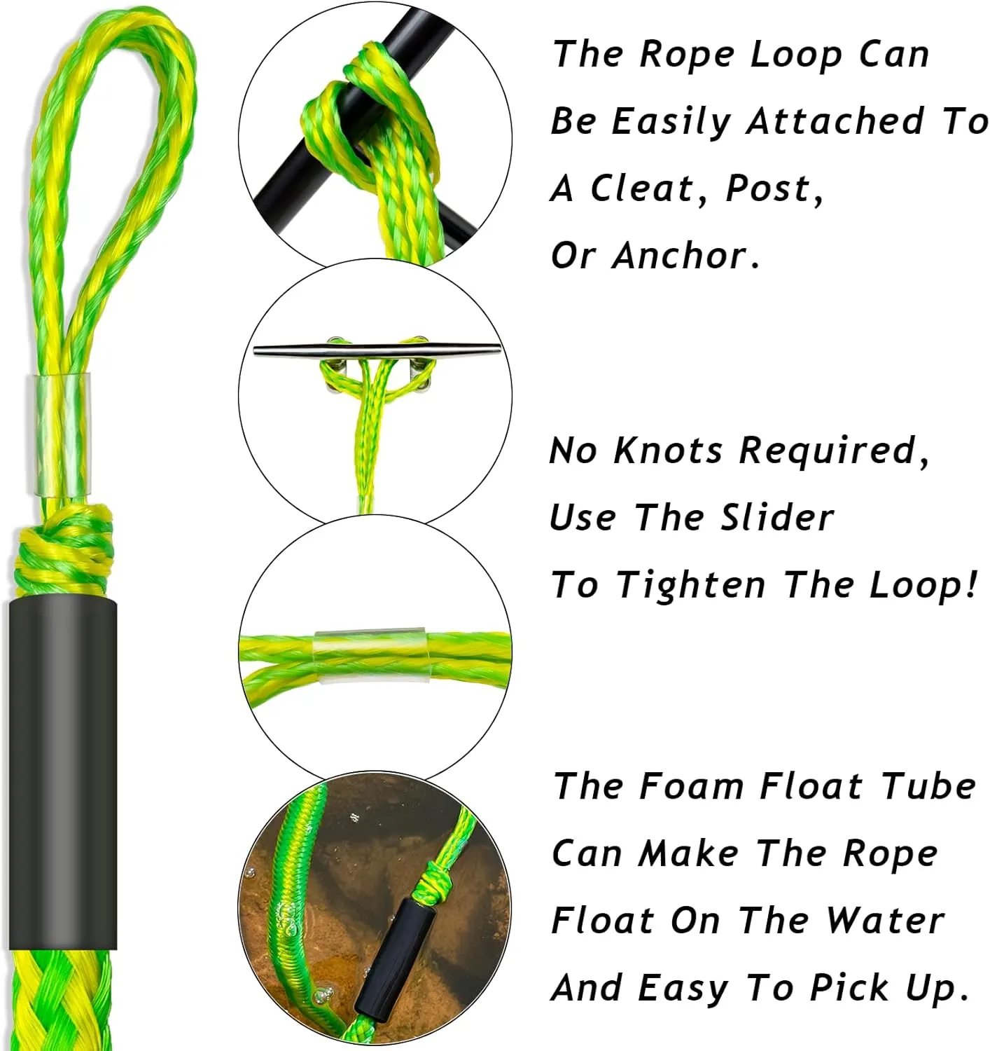 2PCS Fender Lines 2 Feet Premium Bungee Boat Lines with 316 Stainless Clip for Boat Bumper/Boat Fender Boat Accessories for Mooring for Jet Ski, SeaDoo, Dinghy (Green&Yellow, 2 Feet)