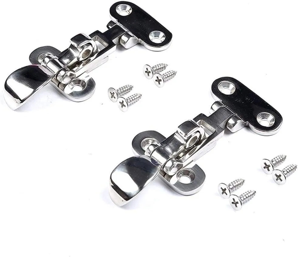 2Pcs Marine Boat Deck Lock Hasp 316 Stainless Steel Lockable Hold Down Clamp Anti-Rattle Latch Fastener Boat Yacht Accessories (Color : Silver)