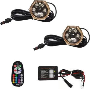 2Pcs RGB 1/2" NPT Boat Drain Plug Lights IP68 Waterproof Multi-color Marine Boat LED Light Underwater Trailer Lights with Wireless RF Remote APP Control