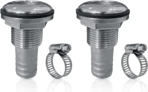 2Pcs Thru Hull Fittings for Boats, Stainless Steel Barbed Straight Thru Hull Fitting Drain for 3/4 inch I.D. Hose for Boat, Yacht