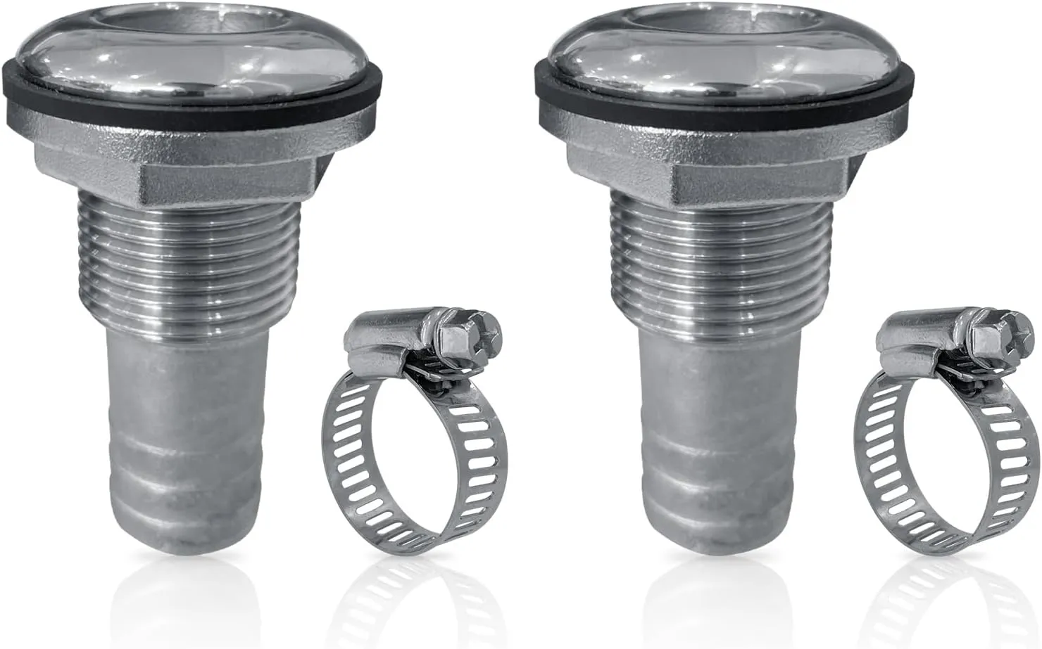 2Pcs Thru Hull Fittings for Boats, Stainless Steel Barbed Straight Thru Hull Fitting Drain for 3/4 inch I.D. Hose for Boat, Yacht