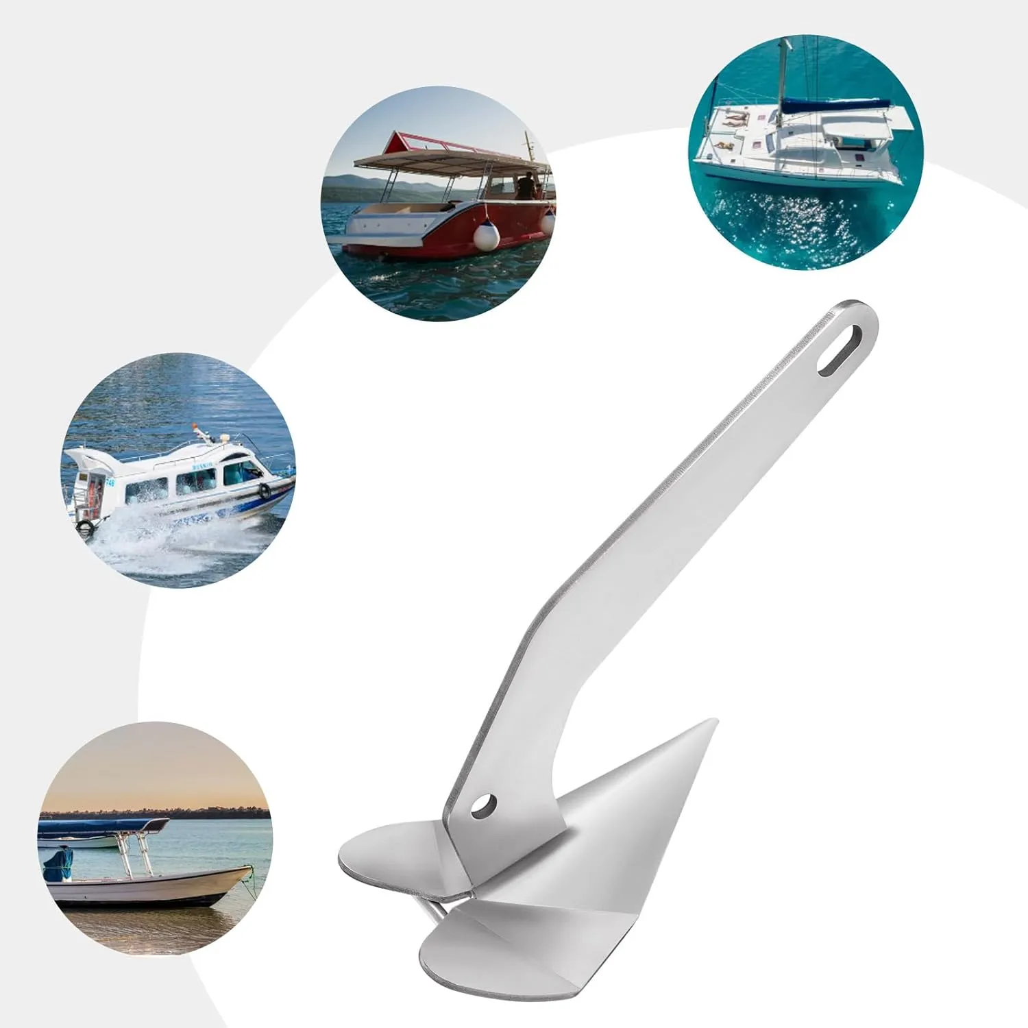 316 Stainless Steel Boat Anchor, 10LBS Delta Style Boat Anchor, Silver Wing Style Triangle Anchor, Heavy Duty Marine Grade Triangle Anchor for Pontoon, Fishing Boats, Sport Boats, Sailboats