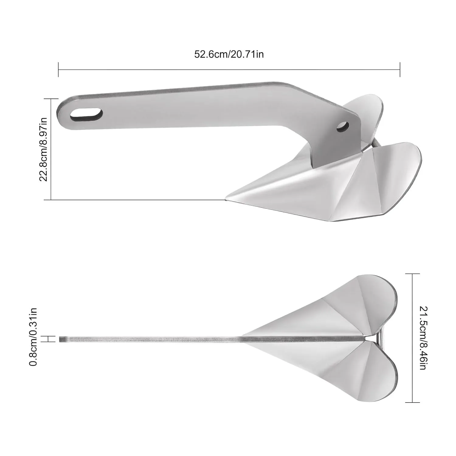 316 Stainless Steel Boat Anchor, 10LBS Delta Style Boat Anchor, Silver Wing Style Triangle Anchor, Heavy Duty Marine Grade Triangle Anchor for Pontoon, Fishing Boats, Sport Boats, Sailboats
