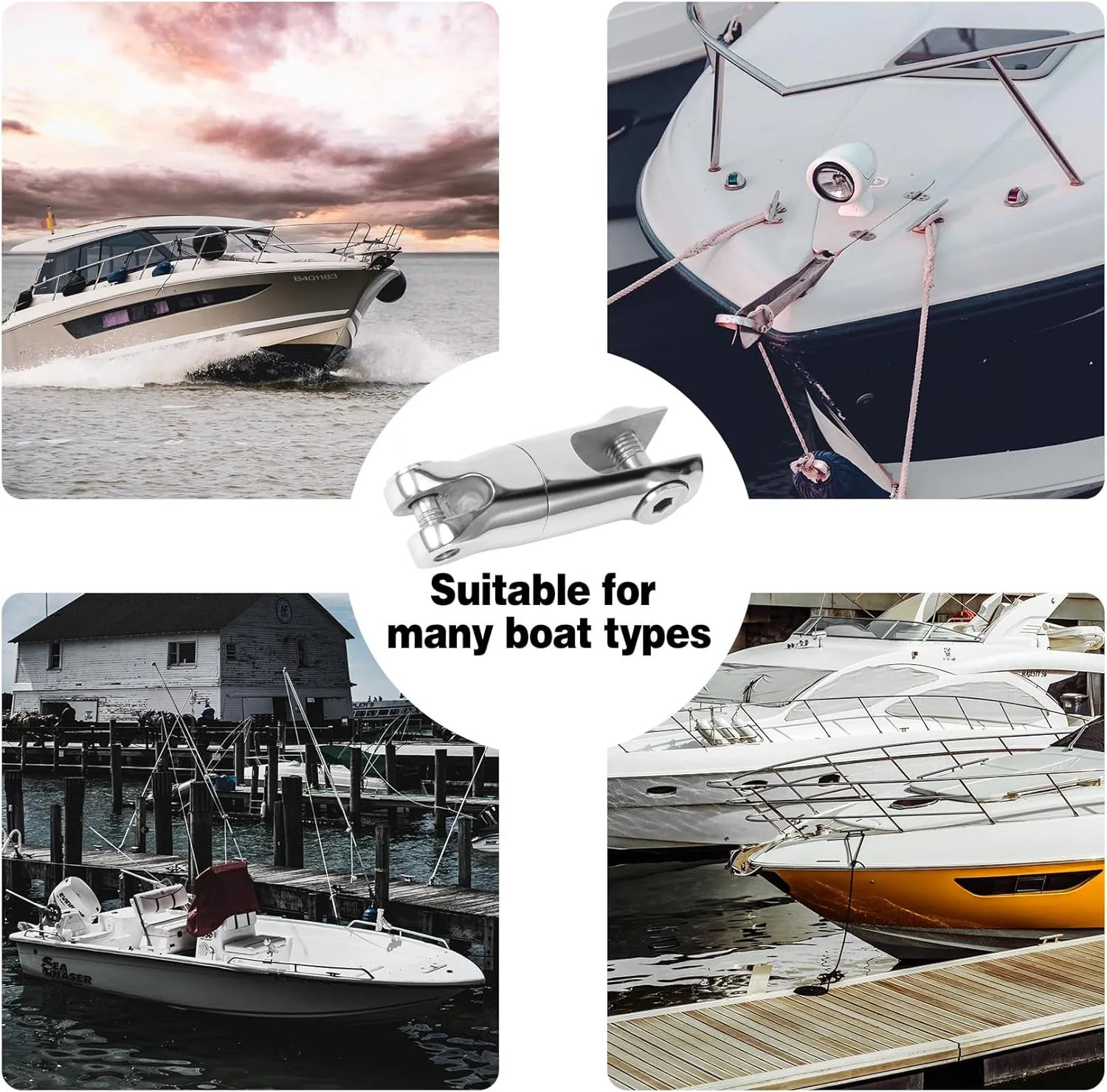 316 Stainless Steel Boat Anchor Swivel Connector 1/4 inch - 5/16 inch and 3/8 inch - 1/2 inch Two/Three Section Marine Grade Heavy Duty Anchor Chain Swivel