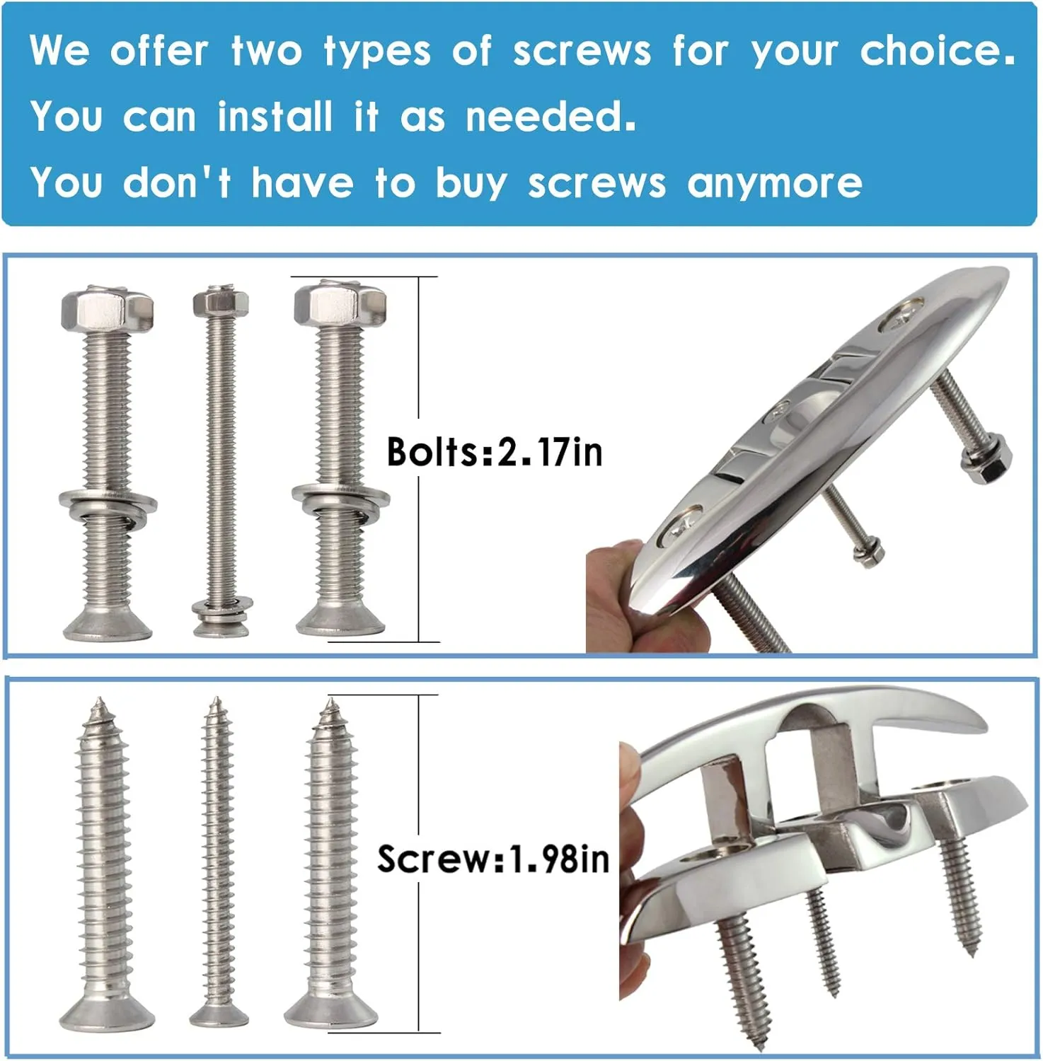 316 Stainless Steel Boat Folding Cleats Boat Dock Cleats 5/6/8.5 inch, Flip up Dock Cleat for Deck and Boat, Dock Cleats Folding Cleat Rope Cleat Boat Cleats with Fasteners (1,2,4,6 Pack)