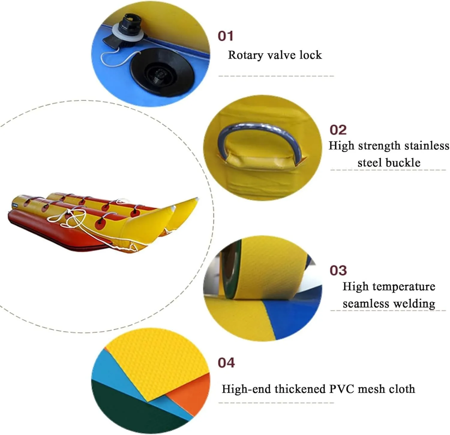 3/8 Passenger Seats Inflatable Water Banana Boat, Outdoor Rowing Water Leisure Entertainment Sea Motorboat Surfing Amusement Equipment Toys