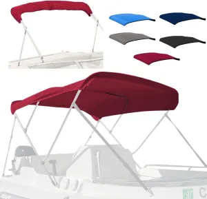 4 Bow Marine Grade Fade and Crack Resistant Bimini Top Replacement Cover,Heavy-Duty Waterproof and UV-Proof Boat Canopy,Easy Install Zipper Sleeve Boat Awning/Without Frame,Burgundy