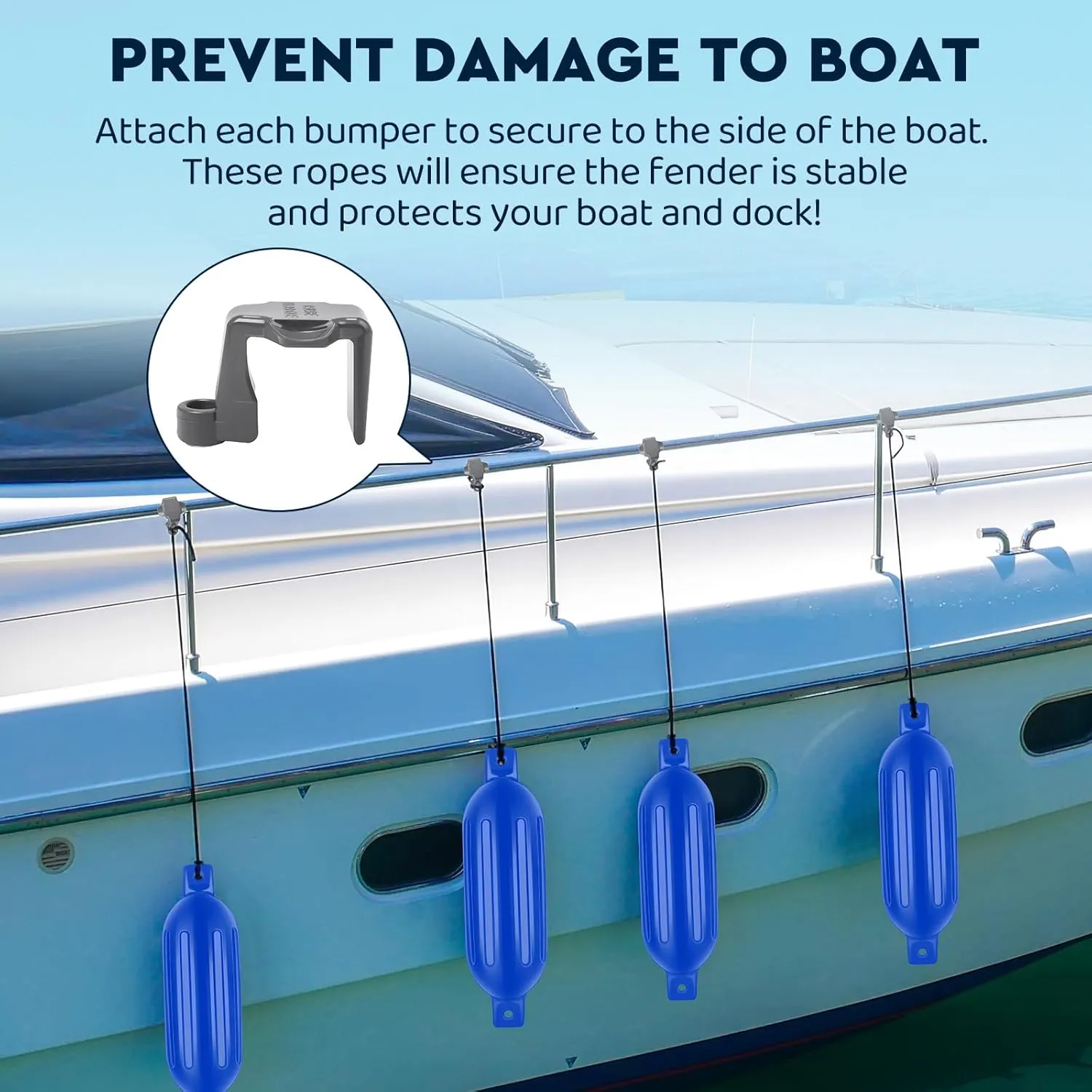 4 Pack Boat Bumper for Docking Inflatable Boat Fenders with 4 Boat Bumper Clips 4 Ropes 1 Pump and 4 Needles for Buoy Pontoon Boat Marina Dock Protector