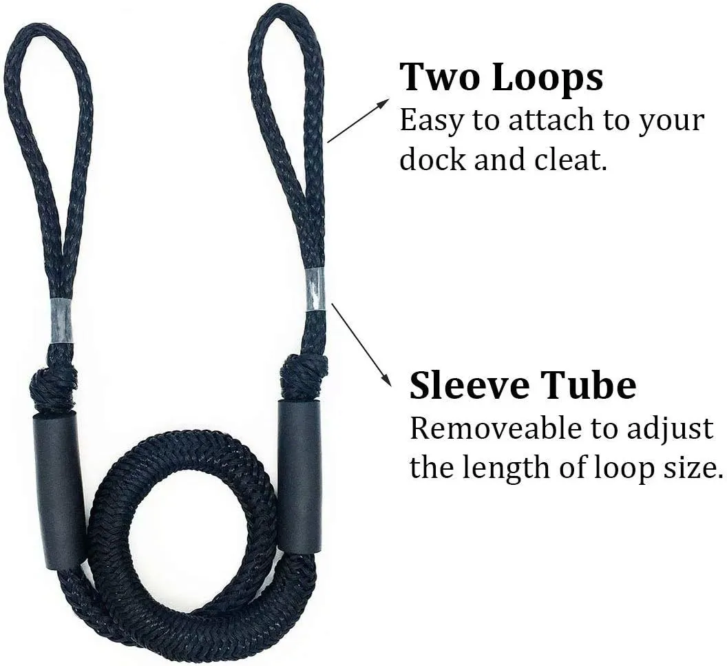 4 Pack Bungee Boat Dock Lines Mooring Rope Boat Accessories Docking Lines for Boats Kayak, Jet Ski, Pontoon, Canoe, Power Boat WaveRunner
