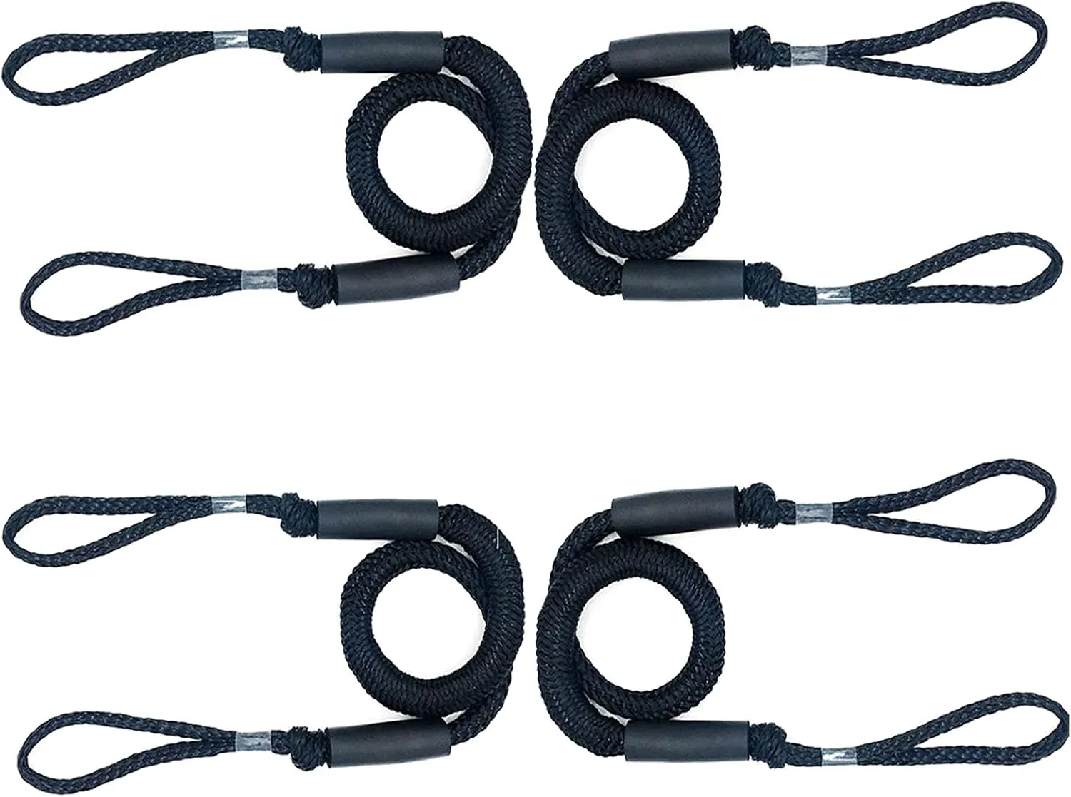 4 Pack Bungee Boat Dock Lines Mooring Rope Boat Accessories Docking Lines for Boats Kayak, Jet Ski, Pontoon, Canoe, Power Boat WaveRunner
