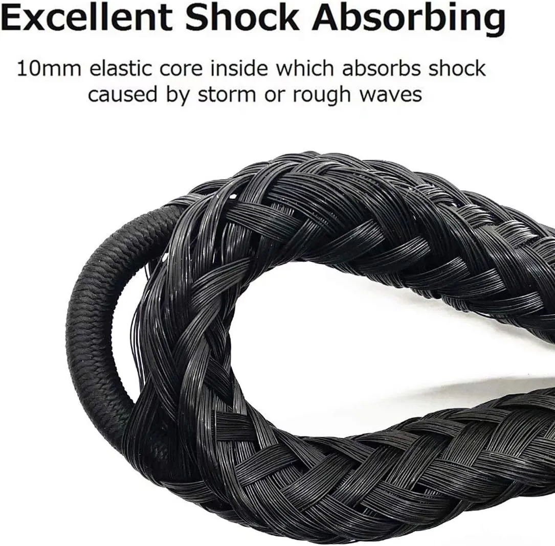4 Pack Bungee Boat Dock Lines Mooring Rope Boat Accessories Docking Lines for Boats Kayak, Jet Ski, Pontoon, Canoe, Power Boat WaveRunner