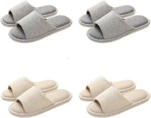 4 Pairs Spa Slippers - Non Slip Disposable Slippers for Guests, Men & Women - Washable & Travel Friendly