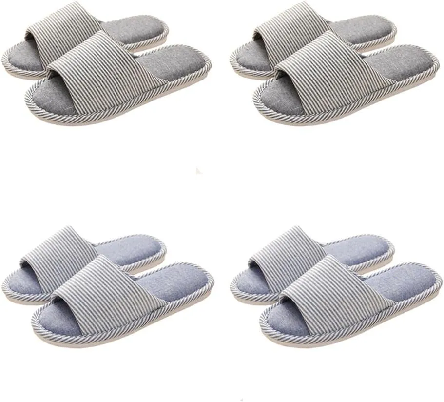 4 Pairs Spa Slippers - Non Slip Disposable Slippers for Guests, Men & Women - Washable & Travel Friendly
