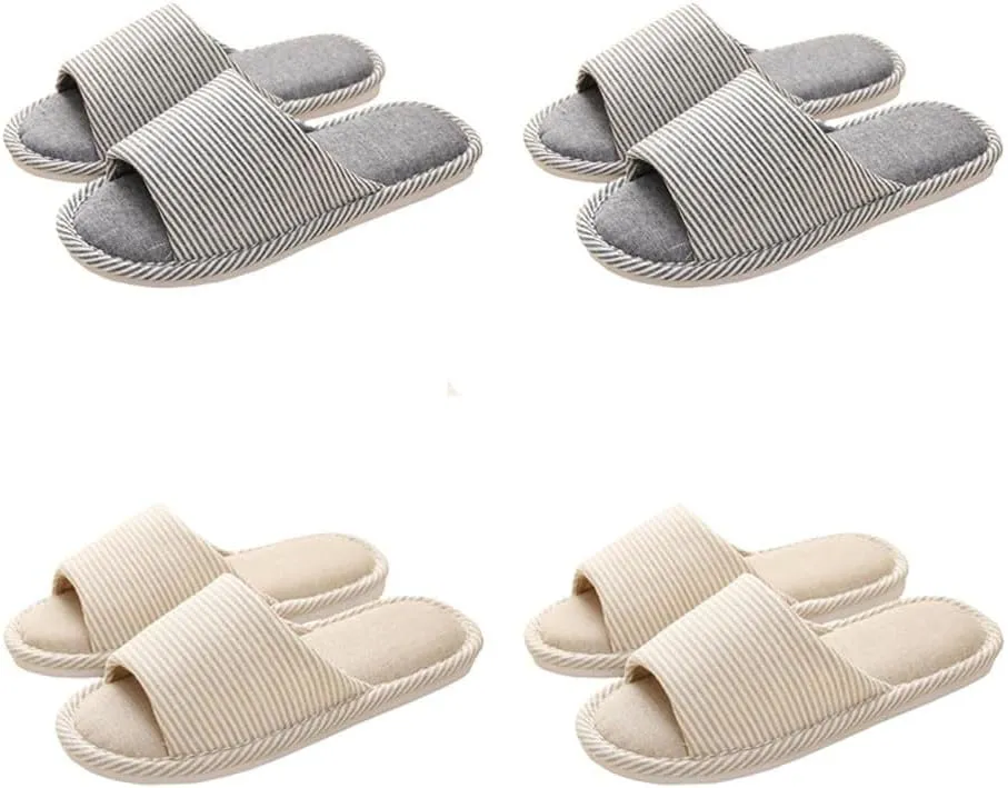 4 Pairs Spa Slippers - Non Slip Disposable Slippers for Guests, Men & Women - Washable & Travel Friendly