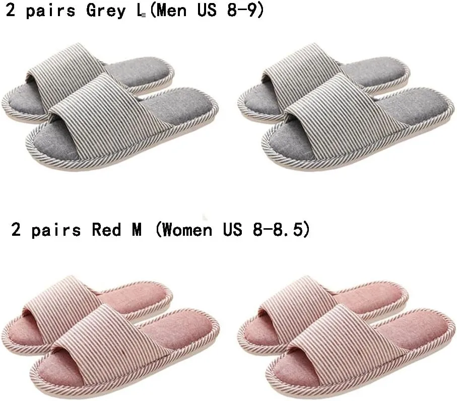 4 Pairs Spa Slippers - Non Slip Disposable Slippers for Guests, Men & Women - Washable & Travel Friendly