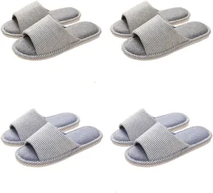 4 Pairs Spa Slippers - Non Slip Disposable Slippers for Guests, Men & Women - Washable & Travel Friendly
