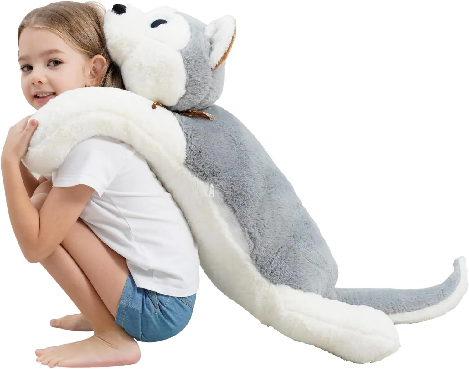 40 inch Jumbo Husky Stuffed Animals, Giant Wolf Dog Plush Toys, Cute Soft Big Husky Plushies Large Puppy Pillow, Gift for Kids, Birthdays