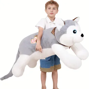 40 inch Jumbo Husky Stuffed Animals, Giant Wolf Dog Plush Toys, Cute Soft Big Husky Plushies Large Puppy Pillow, Gift for Kids, Birthdays