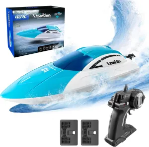 4DRC S4 RC Boat, 2.4GHz High Speed Remote Control Boat for Pool and Lake, with 2 Rechargeable Batteries for Adults and Kids Water Pool Toys for Kids Gifts, Blue
