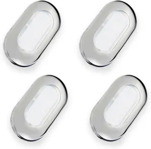 4PCS LED Courtesy Light Step Lights Accent Utility Lighting Surface Mounted for Boat IP67 Waterproof Lamp Yacht RV Caravan Light Stainless Steel Cover 12VDC (White), E012081-EMX