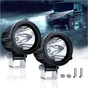 4WDKING 2" LED Round Light 20W Spot Driving Light Waterproof Off-Road Work Lamp for Motorcycle, ATV, UTV, Dirt Bike, 4x4 Pickup Truck, Boat, Trailer - Pack of 2