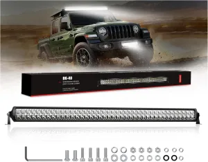 4WDKING LED Light Bar 40 inch IP68&IP69K Waterproof Dual Row Off Road Light Bar with DT Connector 240W Flood and Spot Combo Beam Work Light for Truck Cars ATV UTV Boat
