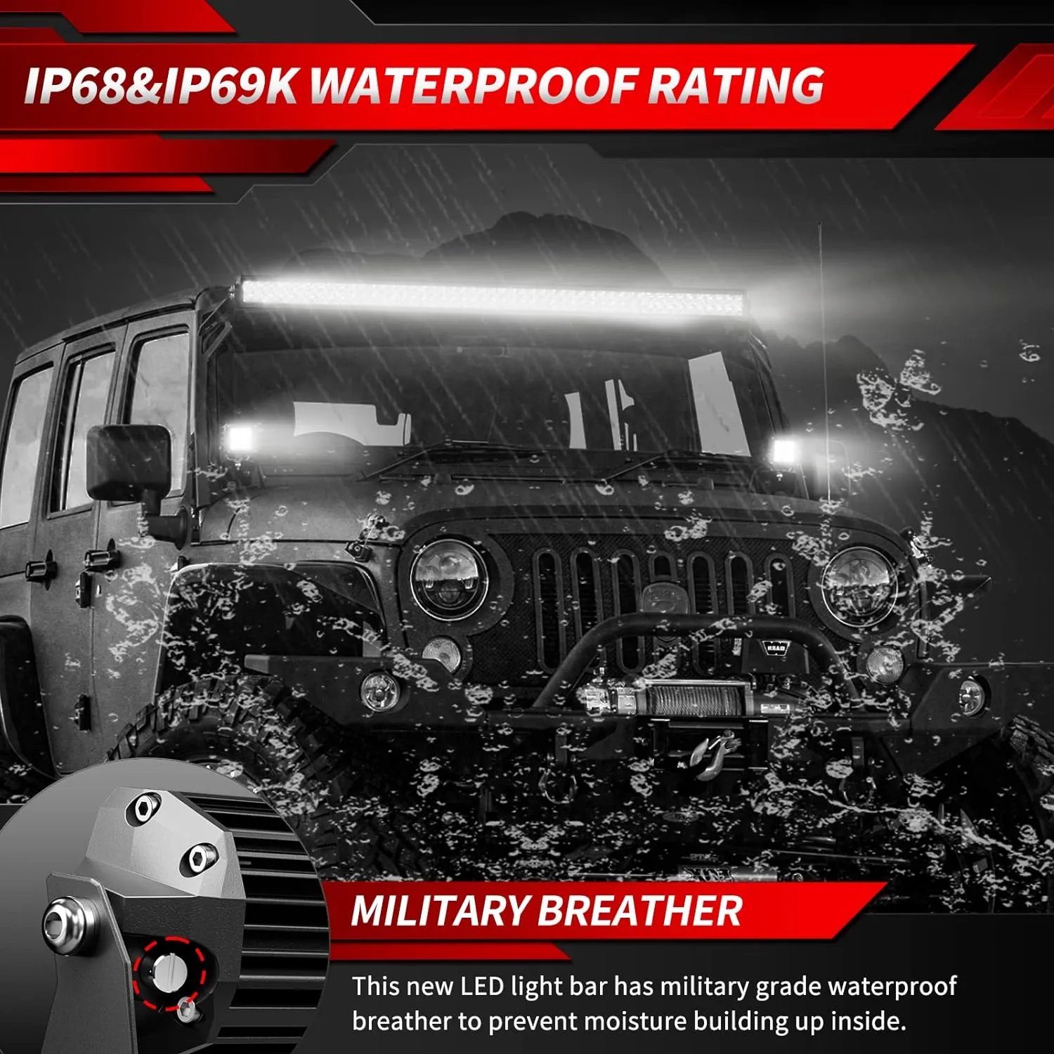 4WDKING LED Light Bar 40 inch IP68&IP69K Waterproof Dual Row Off Road Light Bar with DT Connector 240W Flood and Spot Combo Beam Work Light for Truck Cars ATV UTV Boat
