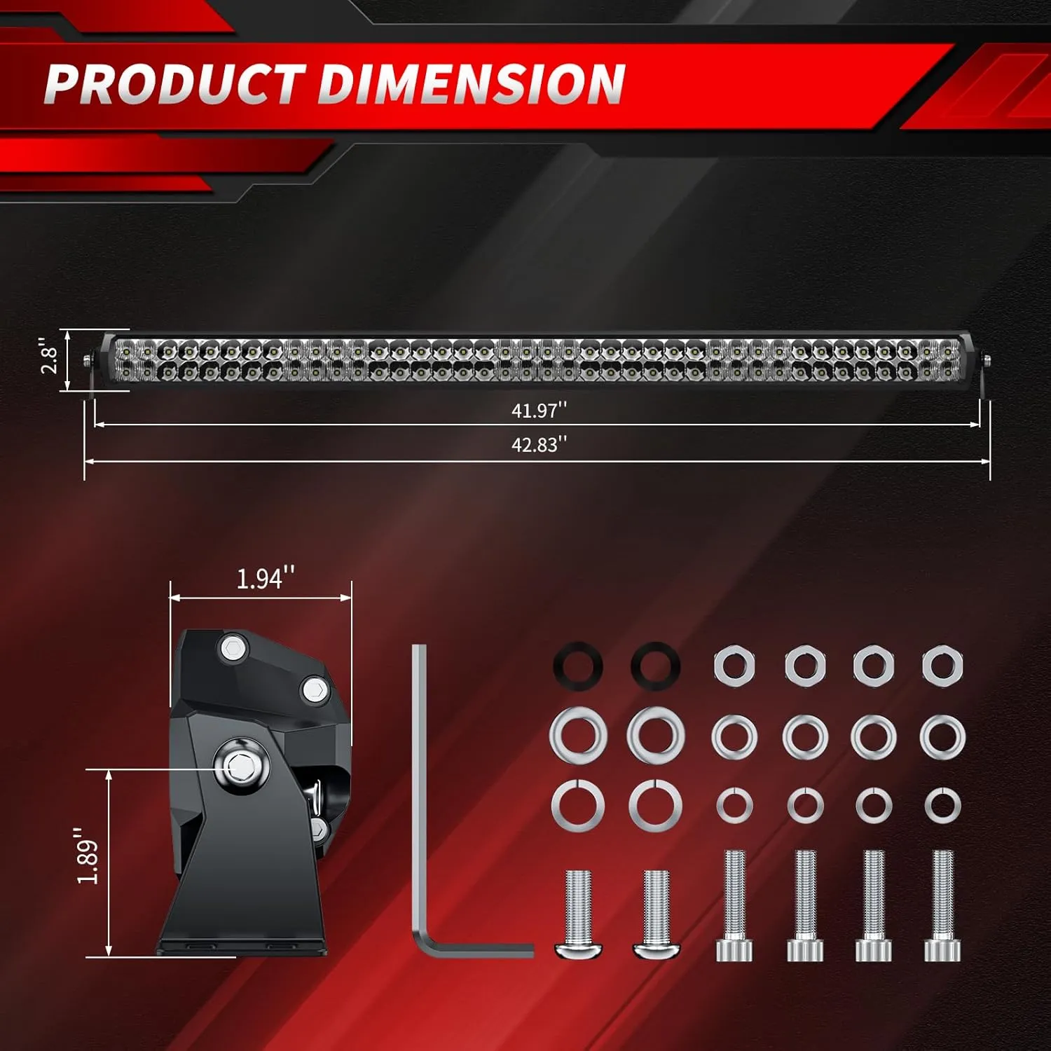 4WDKING LED Light Bar 40 inch IP68&IP69K Waterproof Dual Row Off Road Light Bar with DT Connector 240W Flood and Spot Combo Beam Work Light for Truck Cars ATV UTV Boat