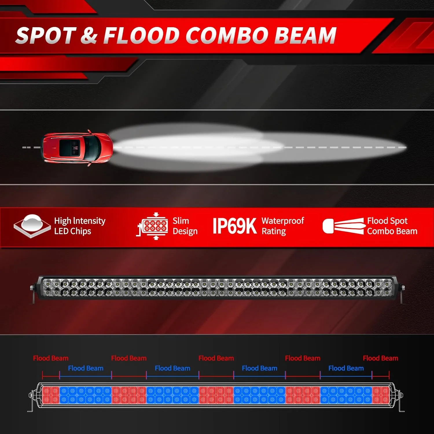 4WDKING LED Light Bar 40 inch IP68&IP69K Waterproof Dual Row Off Road Light Bar with DT Connector 240W Flood and Spot Combo Beam Work Light for Truck Cars ATV UTV Boat