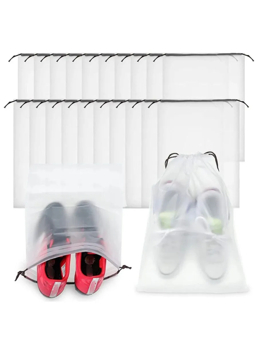 5 Pcs Travel & Daily Clear Shoe Bag Large Drawstring Shoes Storage Bags Suitcase