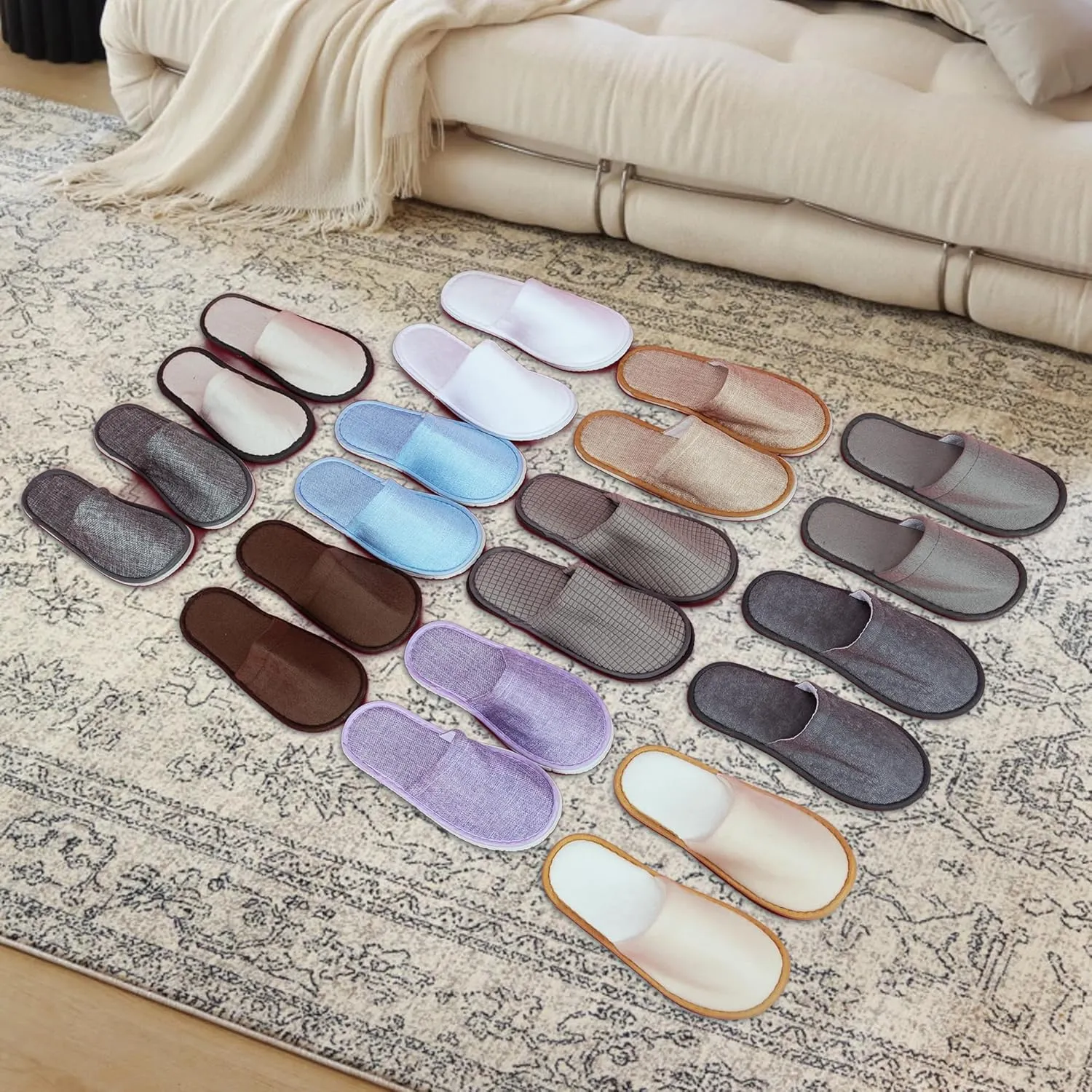 6 Pack Disposable Home Slippers, Bulk Spa Slipper for Guests Closed-Toe Hotel Slipper Convenient Light Comfy House Shoes