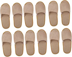 6 Pairs Cotton Slippers for Women Home/room/travel/hotel Nonslip Slippers Disposable and Portable Big Size Open Toe Design