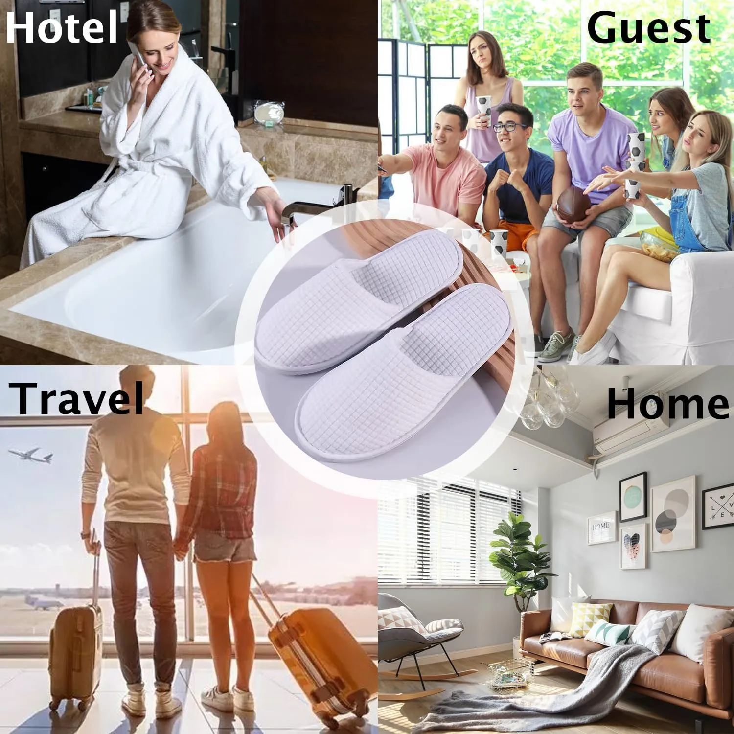 6/10/12 pairs of disposable slippers, hotels, guesthouses, beauty SPA clubs, bridesmaid sl for weddings, outdoor camping, easy-to-carry for home guests, Provide plus size options