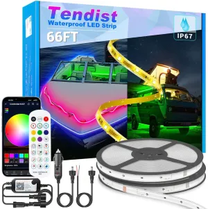 66FT Led Boat Lights, 12V RGB Waterproof Marine Led Strip Lights, IP67 Pontoon Boat Lights App Control, Boat Interior Light, Night Fishing Lighting for Bass Boat, Jon Boat, Deck