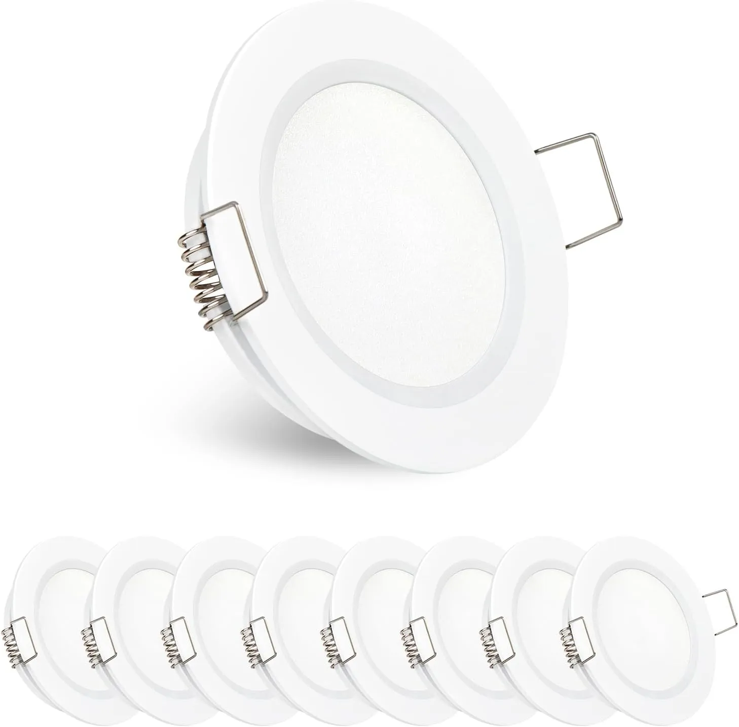 8 Pack 12 Volt LED Puck Light 2.75” RV Recessed Mount Ceiling Light for Camper Van Truck Boat Interior Ceiling Kitchen Cabinet Lighting CRI 93 (Pearly White/Cool White)