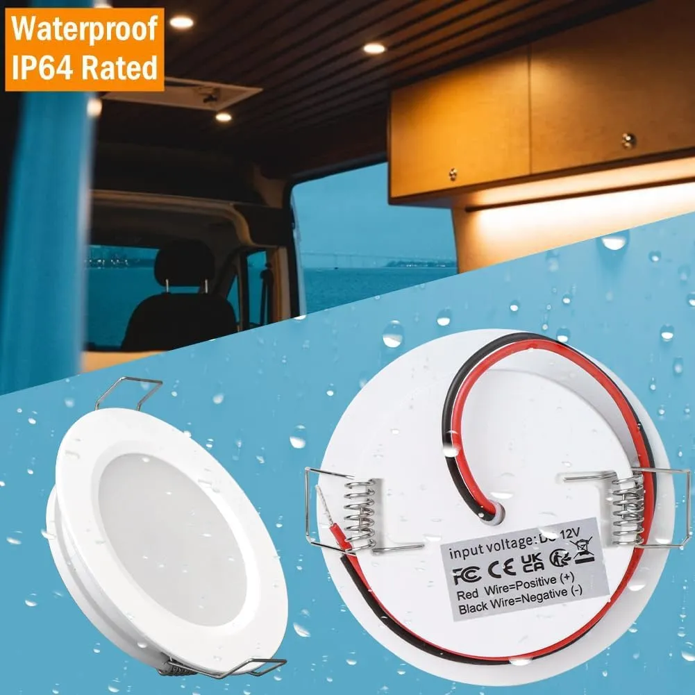8 Pack 12 Volt LED Puck Light 2.75” RV Recessed Mount Ceiling Light for Camper Van Truck Boat Interior Ceiling Kitchen Cabinet Lighting CRI 93 (Pearly White/Cool White)