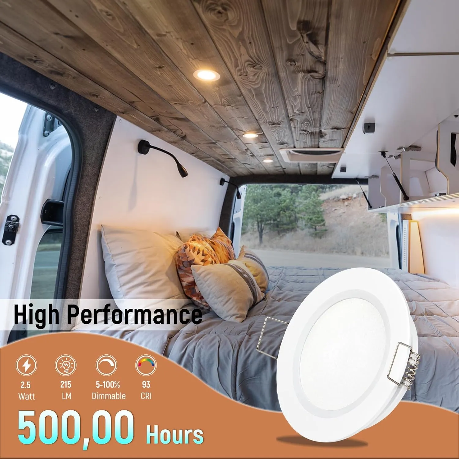 8 Pack 12 Volt LED Puck Light 2.75” RV Recessed Mount Ceiling Light for Camper Van Truck Boat Interior Ceiling Kitchen Cabinet Lighting CRI 93 (Pearly White/Cool White)