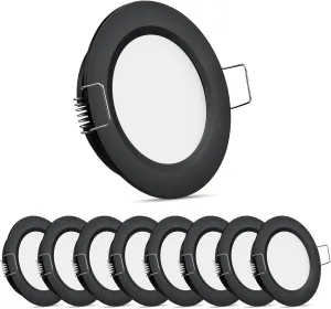 8 Pack 12 Volt LED Puck Light RV Recessed Mount Ceiling Light 2.75” 12V Down Light for Camper Van Truck Boat Interior Ceiling Kitchen Cabinet Lighting CRI 93 (Black/Warm White)