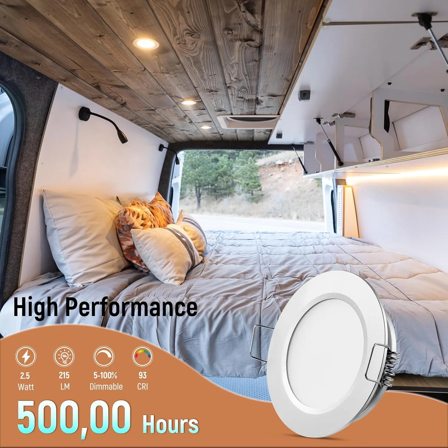 8 Pack 12 Volt LED Puck Light RV Recessed Mount Ceiling Light 2.75” 12V Down Light for Camper Van Truck Boat Interior Ceiling Kitchen Cabinet Lighting CRI 93 (Silver/Warm White)