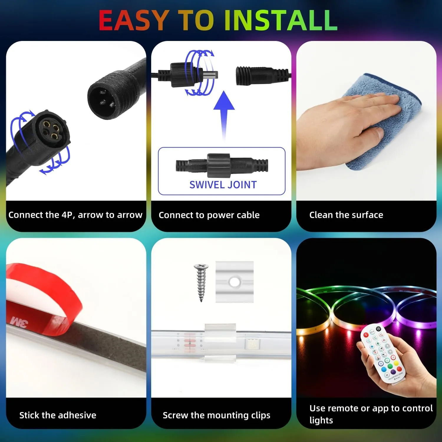 80ft Marine LED Strip Lights, IP67 Waterproof APP Remote Control RGB Boat Interior Deck Lights with Extension Cable for Pontoon, Fishing, Yacht