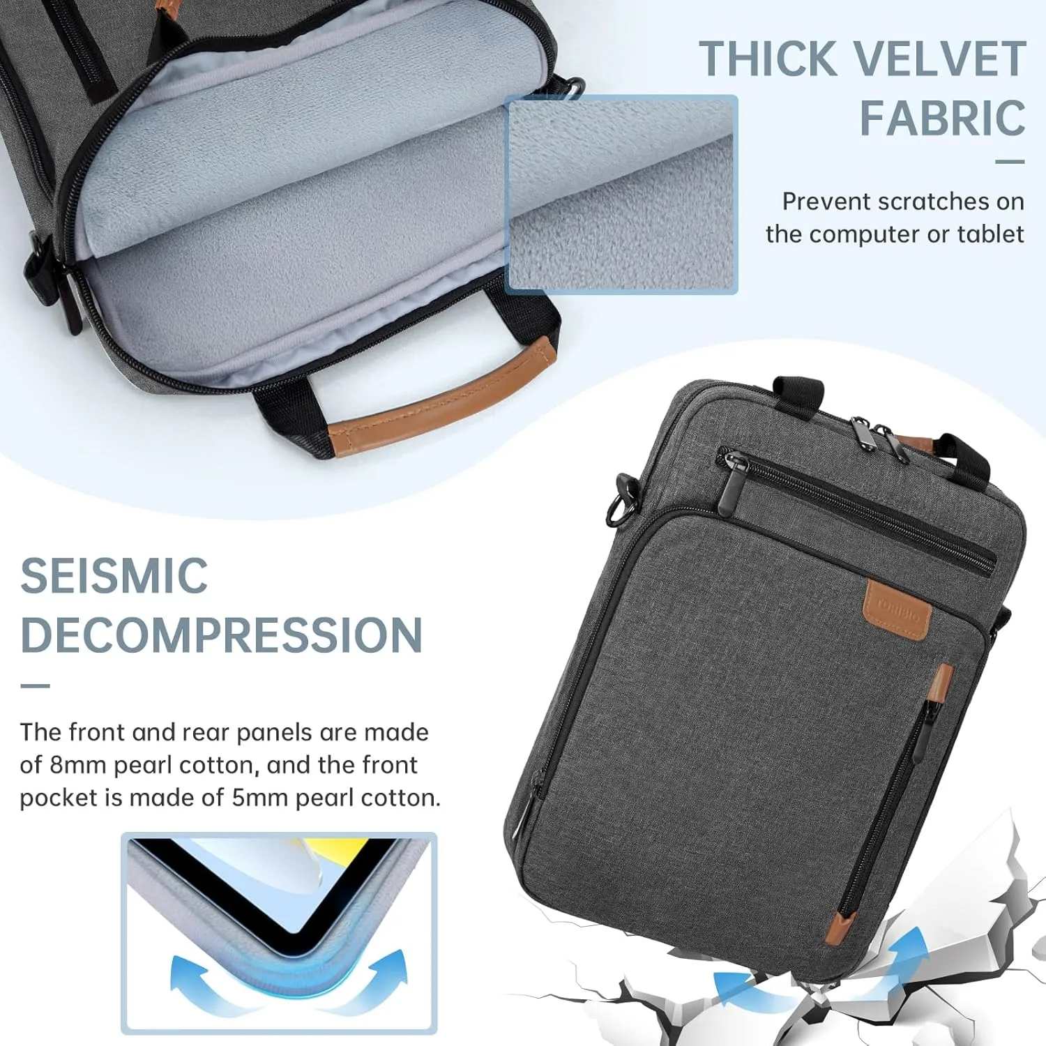 9-11 Inch Tablet Sleeve Bag, Padded Protective Travel Case for iPad Pro, iPad Air, Samsung Galaxy Tab, Grey
