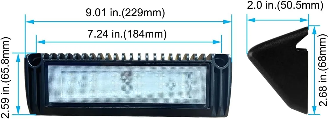 9 Inch LED RV Exterior Light, Work Scene Lighting Fixture, 12V/24V DC, 6000K Cool White, Down Angle Flood Beam, for Truck Boat Trailer Camper Van, Black Finish Aluminum Housing, 1 Pack
