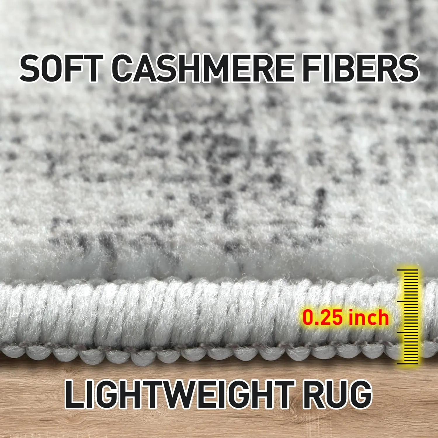 9x12 Area Rugs Washable Rug: Modern Abstract Living Room Rug Soft Anti-Skid Thin Carpet Indoor Floor Non-Shedding Carpets for Bedroom Dining Room Farmhouse Nursery Home Office Black Grey