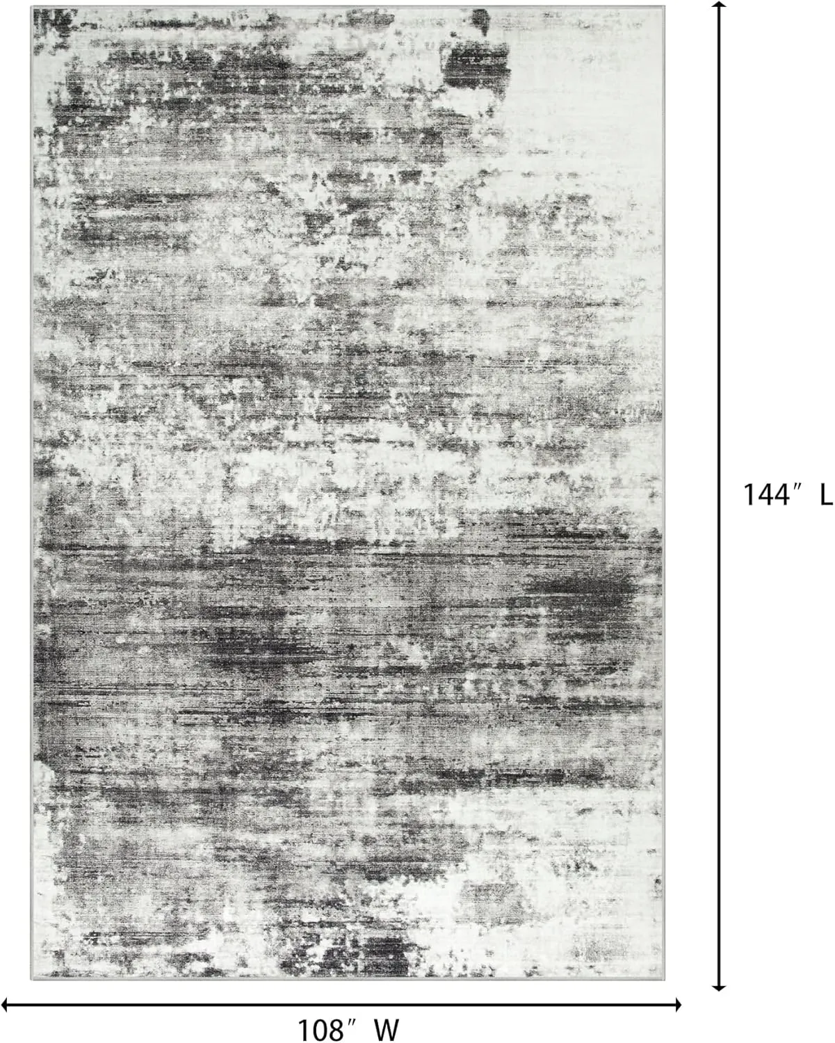 9x12 Area Rugs Washable Rug: Modern Abstract Living Room Rug Soft Anti-Skid Thin Carpet Indoor Floor Non-Shedding Carpets for Bedroom Dining Room Farmhouse Nursery Home Office Black Grey