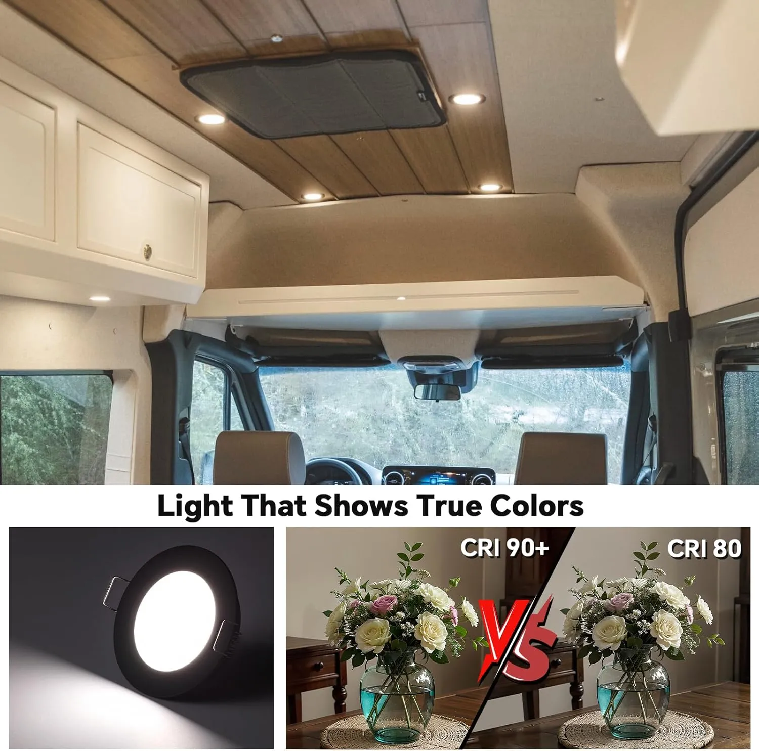 acegoo RV 2.75" Recessed LED Ceiling Light 12V Ultra-Thin Puck light, Dimmable RV Lights Interior for Camper Van Truck Motorhome Boat Sailboat Roof Under Cabinet Lighting, 6 Pack (Black,Cool White)