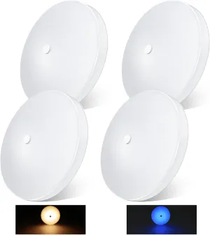 acegoo RV Ceiling Dome Light 4.5 Inch 12V Overhead LED Puck Light for Motorhome Boat Camper Trailer Truck Car, Surface Mount CRI90  4-Pack (4000K with Blue Nightlight)